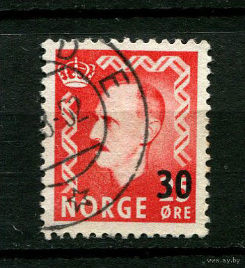 Норвегия - 1951 - Король Хокон VII с надпечаткой 30 на 25 - [Mi. 375] - полная серия - 1 марка. Гашеная.  (LOT P25)