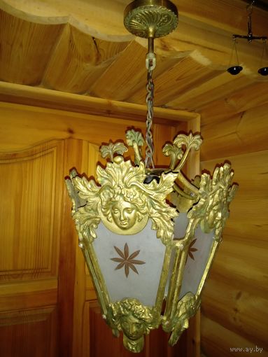 Люстра фонарь ретро бронза с ликами