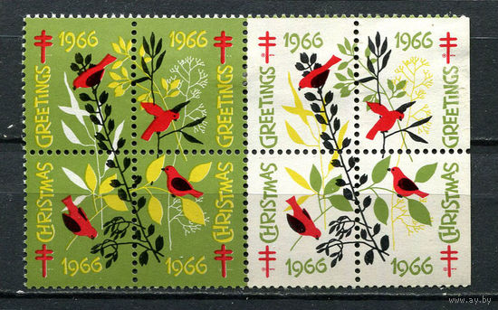 США - 1966 - Рождество и Новый год - сцепка - 8 виньеток. MH.  (LOT EB11)-T10P34