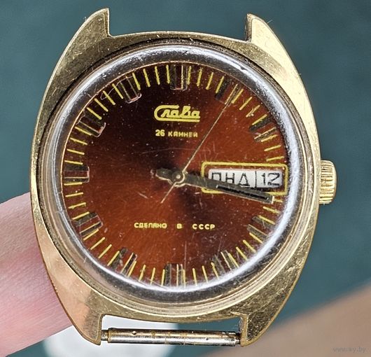 Старт с 1 Рубля !!! СССР Часы Слава позолоченные AU10  Не Рабочие 26 камней
