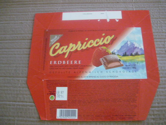 Обертка от шоколада   CAPRICCIO
