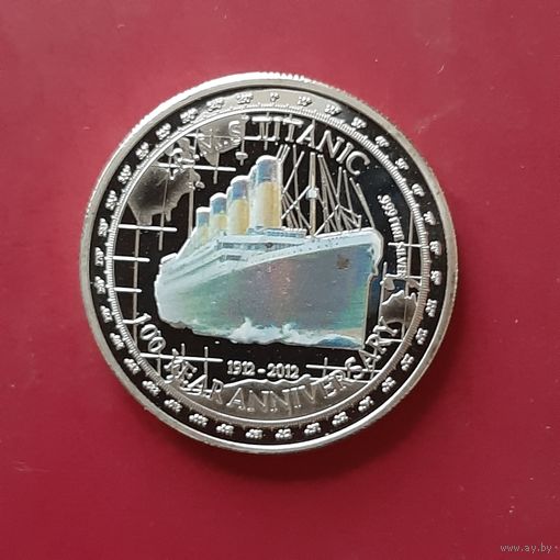 Памятная монета. Тувалу. 2012 год. "100 лет гибели Титаника" Unusual.