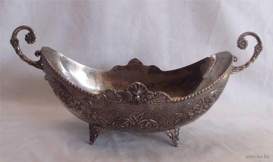 Конфетница Ладья Мельхиор Серебрение 28,0 см