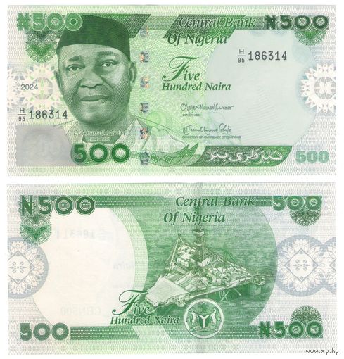 Нигерия 500 найра 2024 год Новый дизайн и цветовая гамма UNC