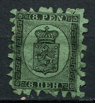 Великое княжество Финляндское (Российская Империя) - 1866/1874 - Герб с короной 8П - [Mi.6b] - 1 марка. Гашеная.  (Лот 38AA)