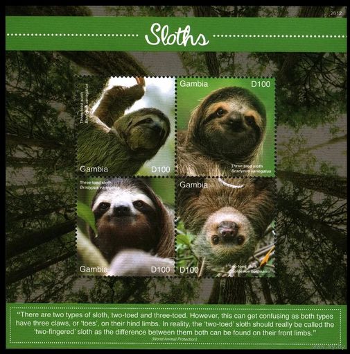 2020 Гамбия 7828-7831KL Фауна - Ленивцы 20,00 евро