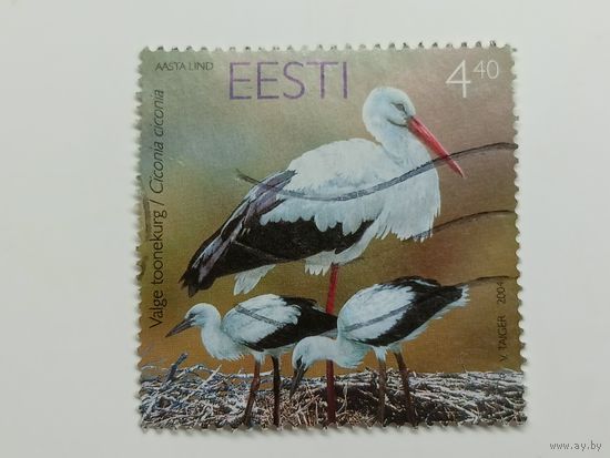 Эстония 2004.  Птица года – Дикий аист. Полная серия