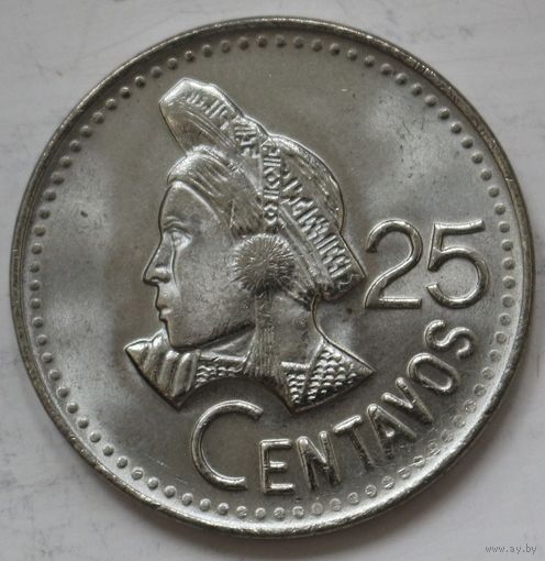 Гватемала 25 сентаво 1990 год UNC. А-2