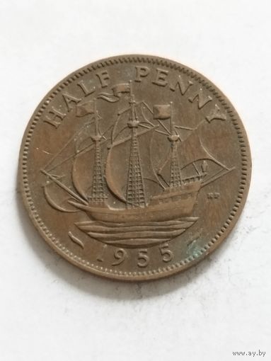 Великобритания 1/2 пенни 1955