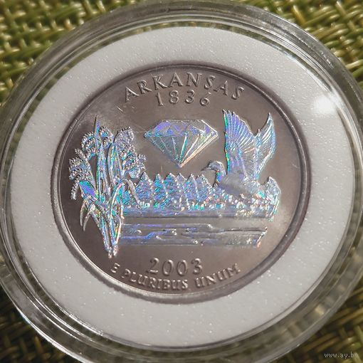 США 25 центов 2003 г ( Арканзас   плакировка , в капсуле )