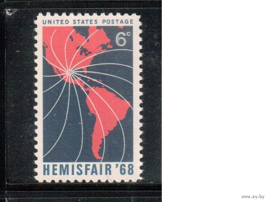 США-1968, (Мих.946),  *  ,  Карта (одиночка)