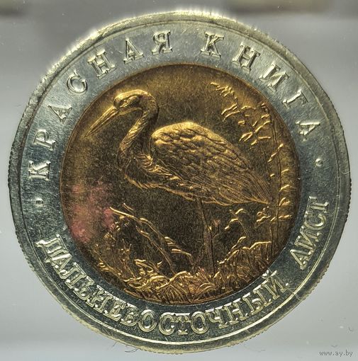 50 рублей 1993 Дальневосточный аист, Красная книга. Состояние UNC. Более 40 лотов с 1 рубля