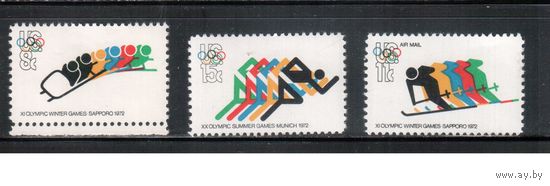 США-1972, (Мих.1075-1077) , **  , Спорт, ОИ-1972, 3 марки