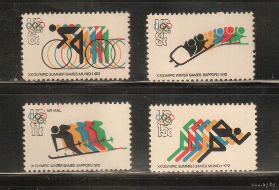 США-1972, (Мих.1075-1077) , **  , Спорт, ОИ-1972, (полная серия)