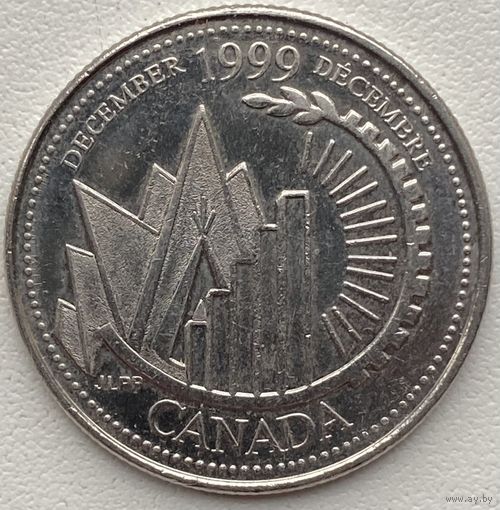 Канада 25 центов 1999 г. Декабрь. От побережья до побережья