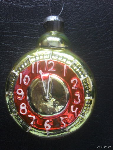Елочная игрушка Часы. Толстое стекло.Большая.