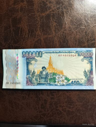 Лаос 100000 кип образца 2010 года UNC p40 юбилейная,редкая без буклета!