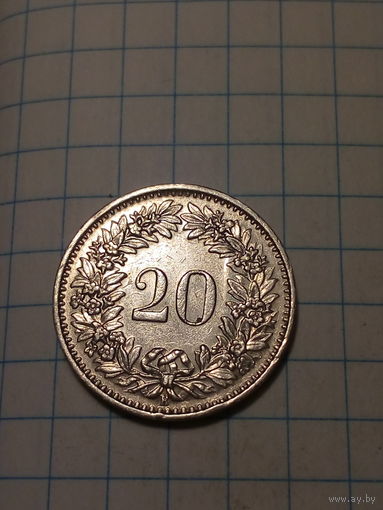 20 раппенов Швейцария 1962 год