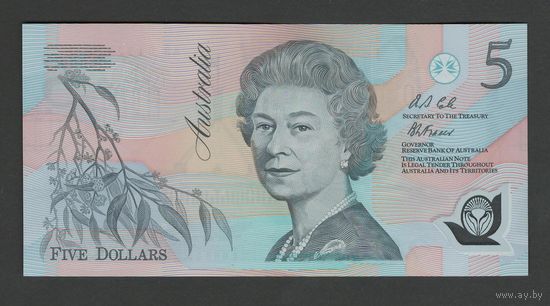 Австралия 5 долларов 1992 года. Серия АВ. Тип Р-50а. Состояние UNC