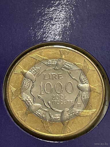 Сан-Марино 1000 лир 2001 ( " Свобода " / Тираж 30 тысяч )