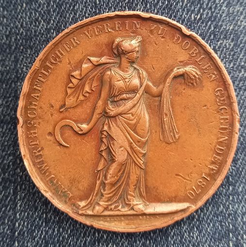 Настольная медаль, Preis Medaille, Сельскохозяйственное общество в Добеле (Doblen), основано в 1870 г .распродажа коллекции.