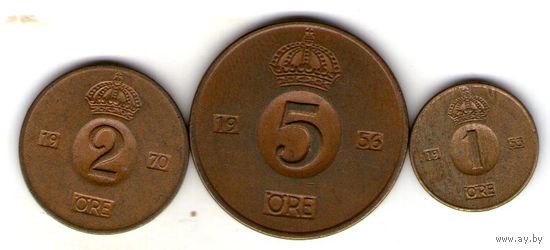 Швеция 1,2,5 оре.