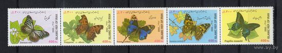 Иран 2002. Бабочки 5 марок сцепка  (2886)