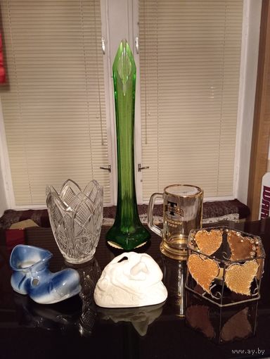 С 1 руб 3 дня ВАЗЫ 2 шт , ПОДСВЕЧНИК , ПЕПЕЛЬНИЦА-БАШМАК , КРУЖКА ПИВНАЯ , лепная статуэтка НЮ-ГРАЦИЯ реплика Микеланджело