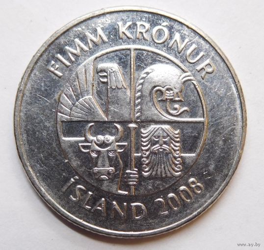 Исландия 5 крон 2008 г