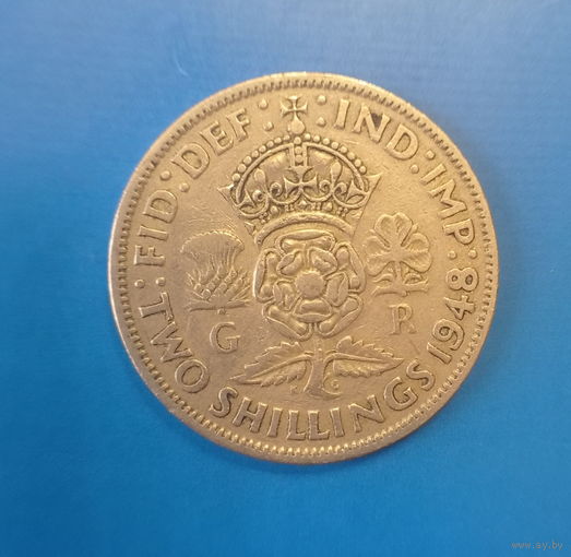 Великобритания 2 шиллинга 1958 год Георг VI с IND: IMP:
